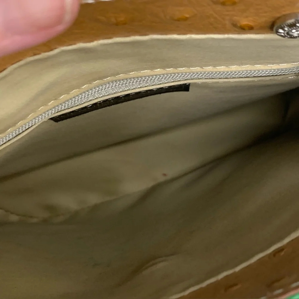 Genuine Italian OSTRITCH Embossed Leather Crossbody Bag Womens Green Purse - Picture 5 of 13